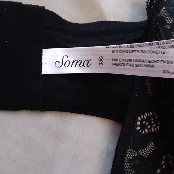 NWOT 38G Soma Enticing Lift Unlined Balconette Lace and Tan Nude Bra - Picture 9 of 11